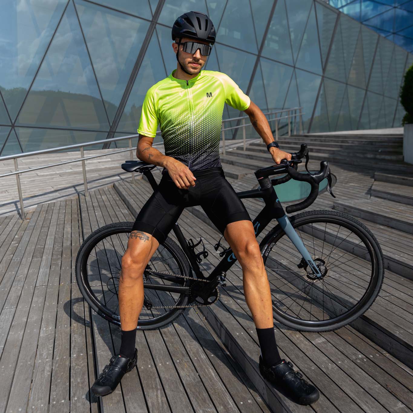 men's cycling gear Men's Yellow Gradient Cycling Jersey
