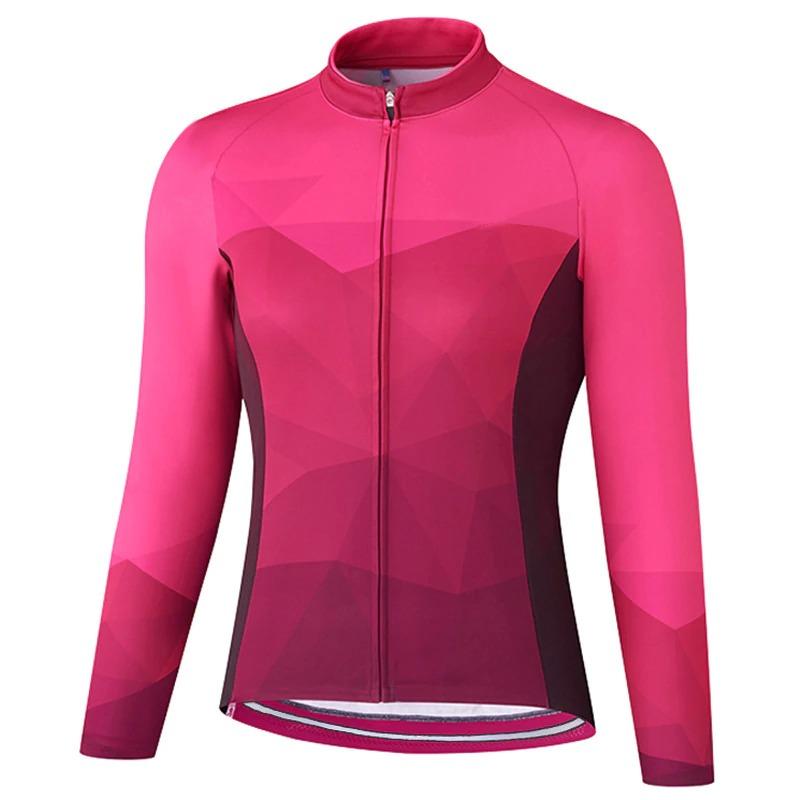 Pink long store sleeve cycling jersey