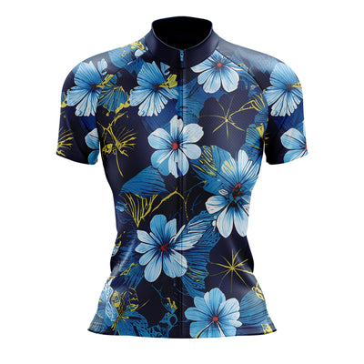 Women's Blue Flowers Cycling Jersey