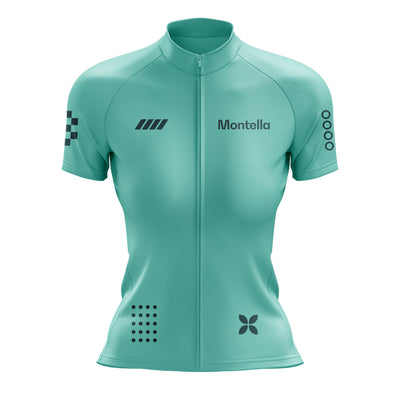 Jersey de ciclismo de gradiente rosado de mujeres