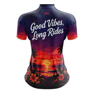 Jersey de ciclismo de gradiente rosado de mujeres
