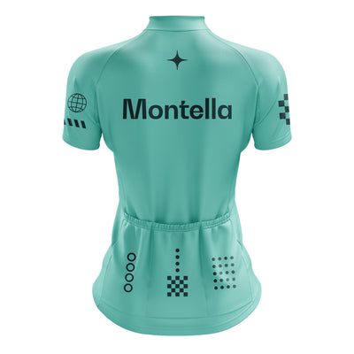 Jersey de ciclismo de gradiente rosado de mujeres