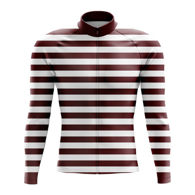 Men's Burgundy Lines Long Sleeve Cycling Jersey 26/15
