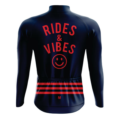 Men's Rides & Vibes Long Sleeve Cycling Jersey - Blue