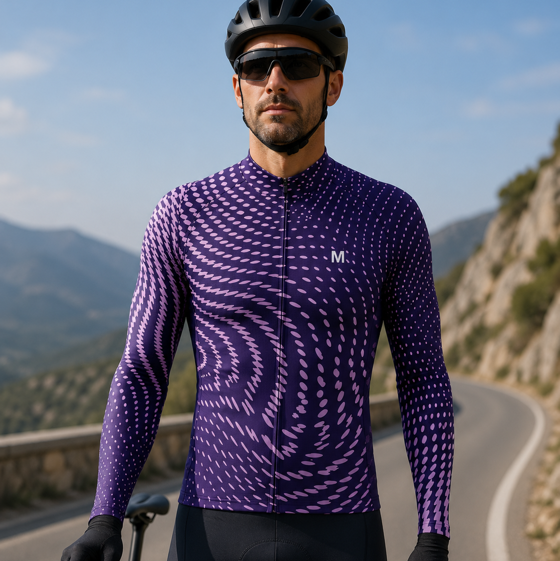 Jersey de ciclismo de manga de ángulo negro de los hombres