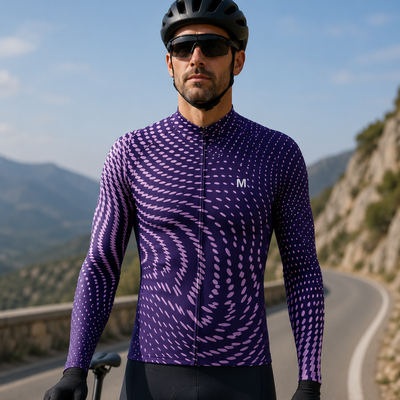 Jersey de ciclismo de manga de ángulo negro de los hombres