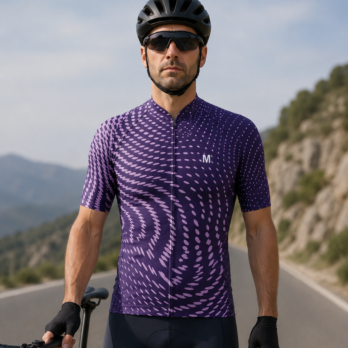 Jersey de ciclismo azul del lado de los hombres