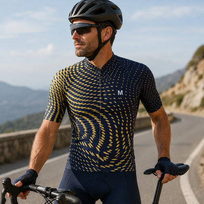 Jersey de ciclismo azul del lado de los hombres
