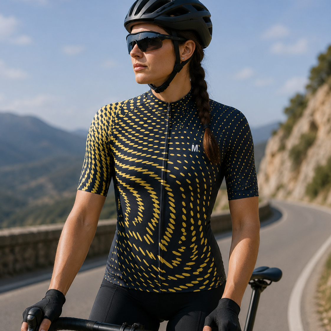 Jersey de ciclismo de gradiente rosado de mujeres