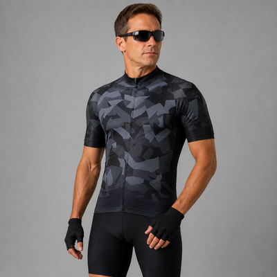 Jersey de ciclismo de camuflaje negro para hombres