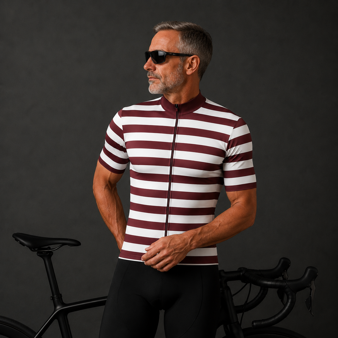 Men's Burgundy Lines Cycling Jersey or Bib Shorts 26/15 Edition