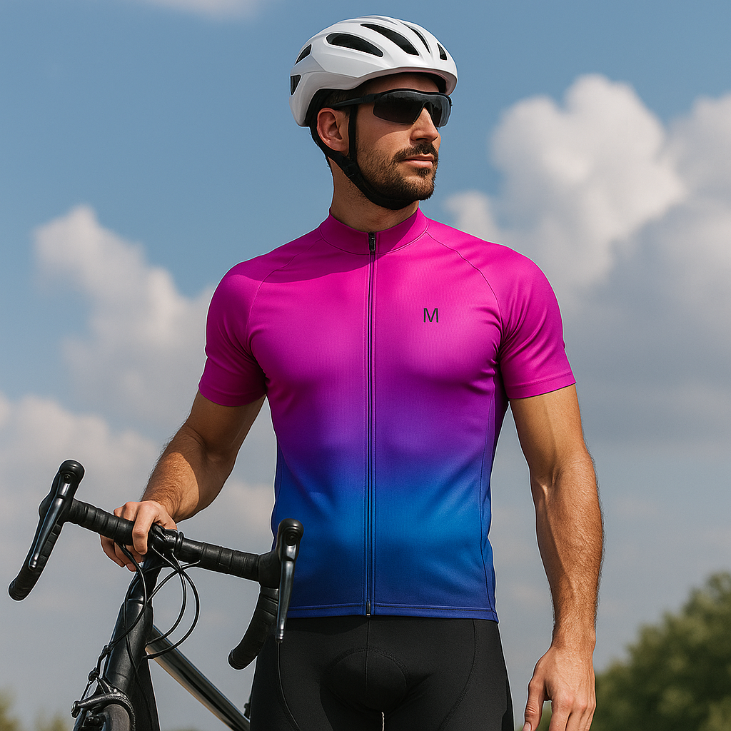 Jersey de ciclismo azul del lado de los hombres