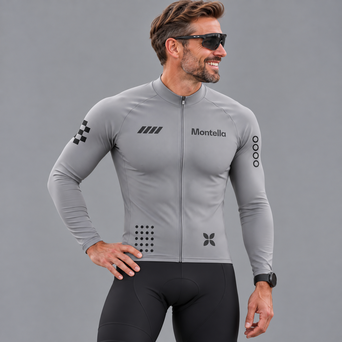 Men's Grey Long Sleeve Cycling Jersey