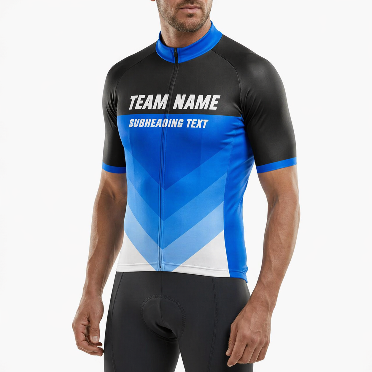 Custom Blue Team Cycling Jersey and Bib Shorts