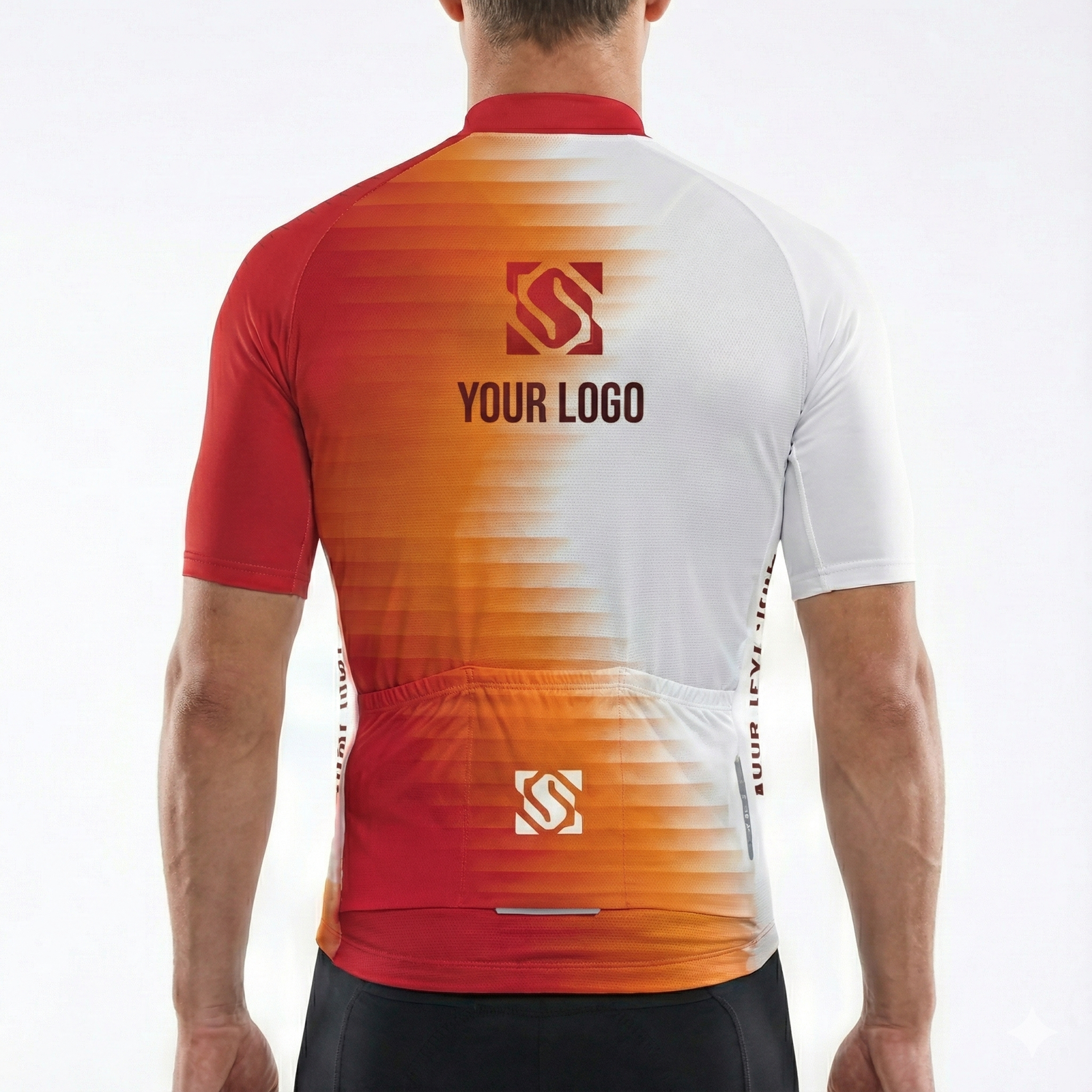 Custom Logo Cycling Jersey - White Orange