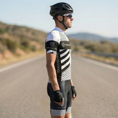 Custom Logo Cycling Jersey - White Black