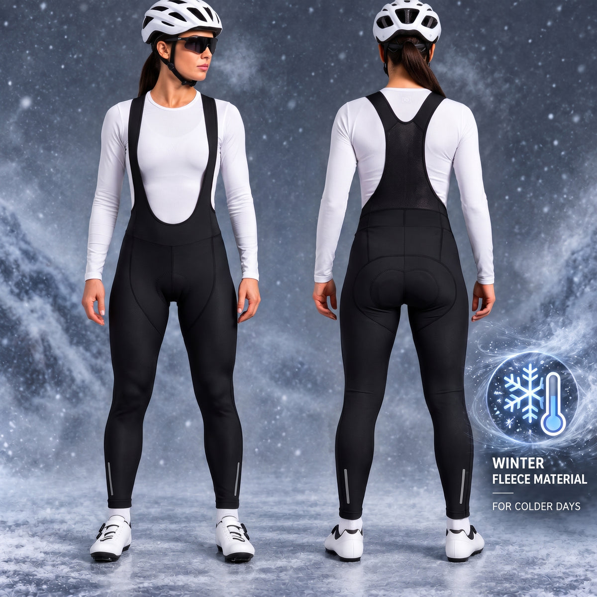 Women’s Thermal Fleece Gel Padded Cycling Bib Tights