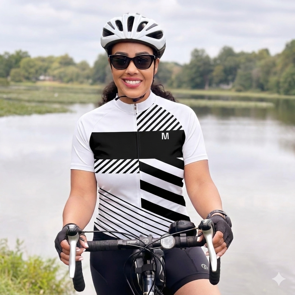 Women's White Black Cycling Jersey or Shorts