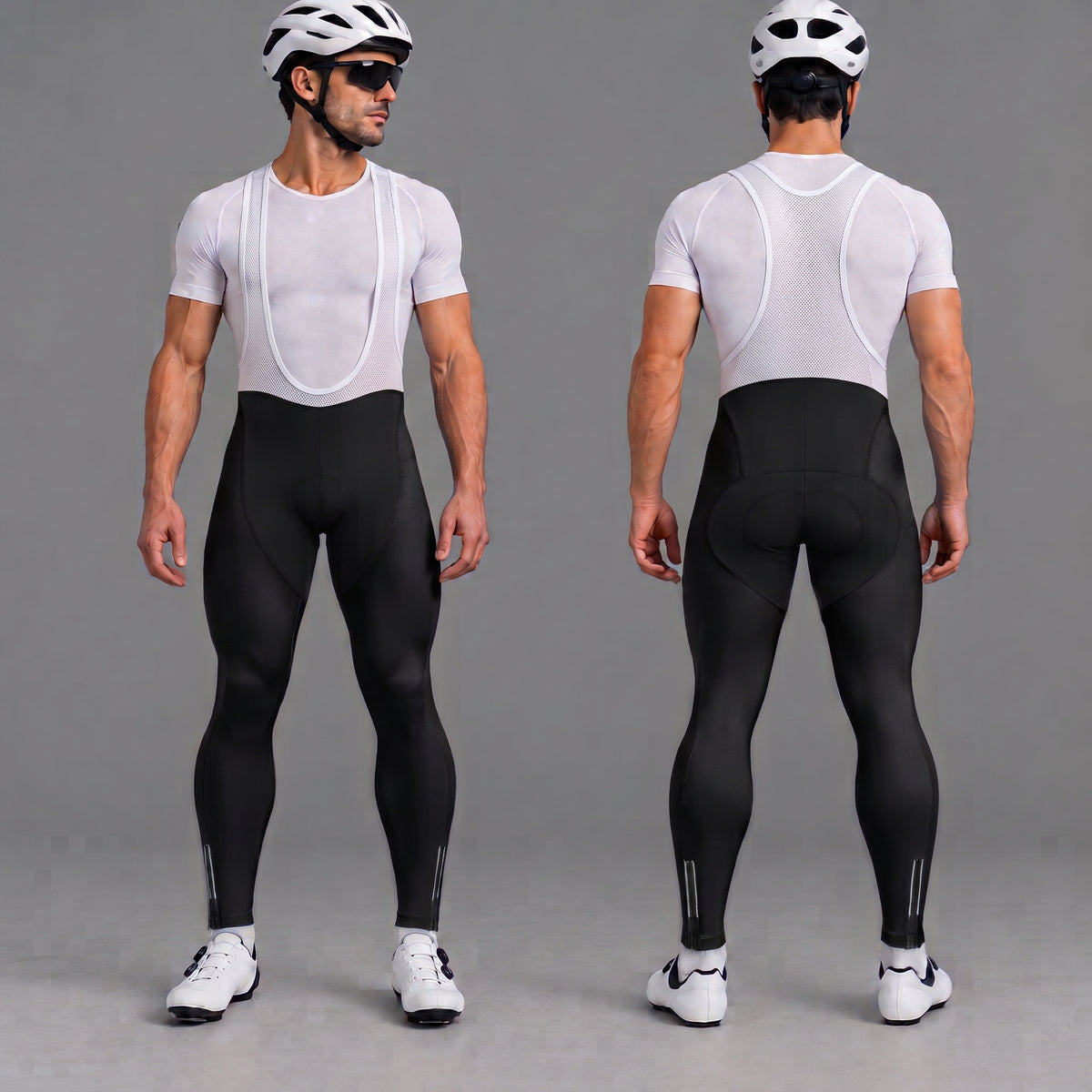 Pantalones de babero de ciclo acolchado para hombres