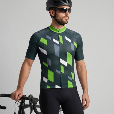 Men's Green Geo Cycling Jersey