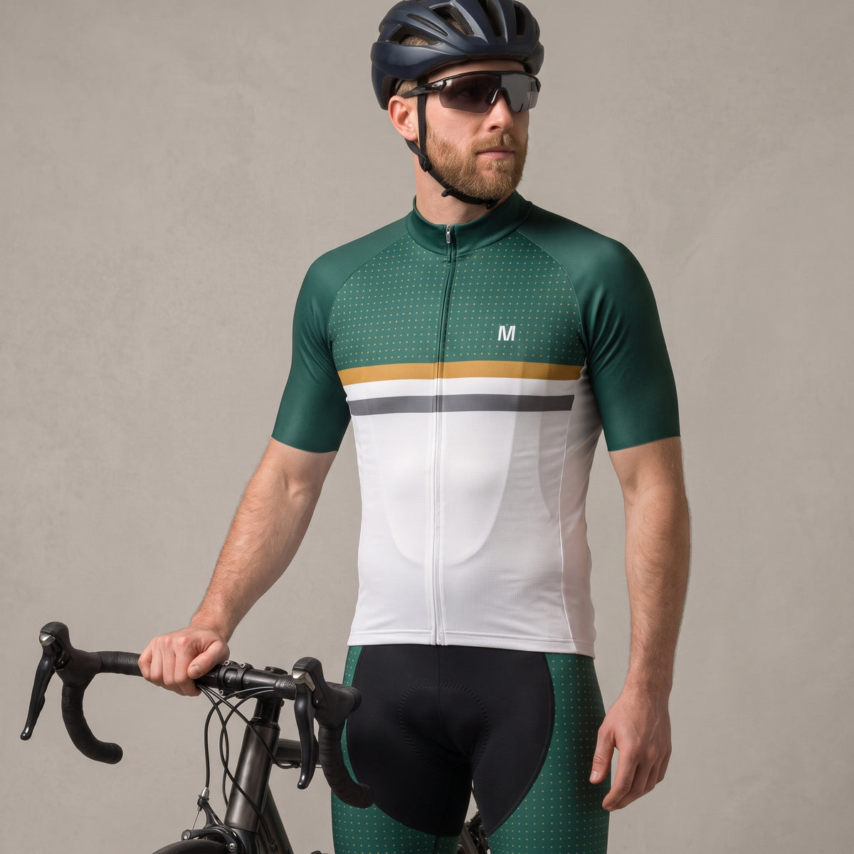 Men's White Green Cycling Jersey or Bib Shorts