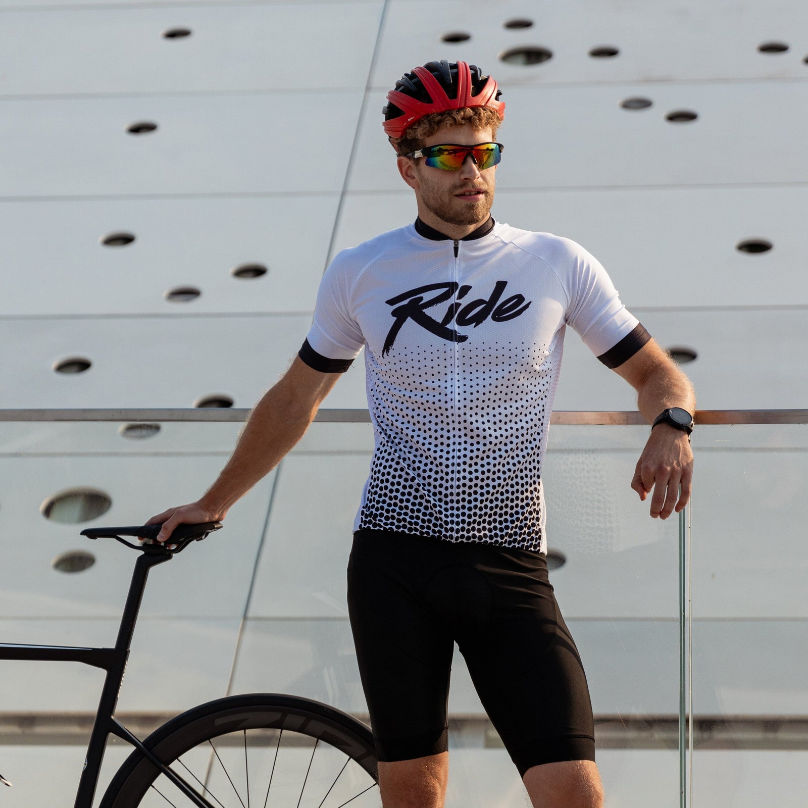 Men's White Ride Cycling Jersey or Bib Shorts