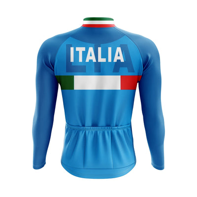 Italia azul de manga larga ciclista