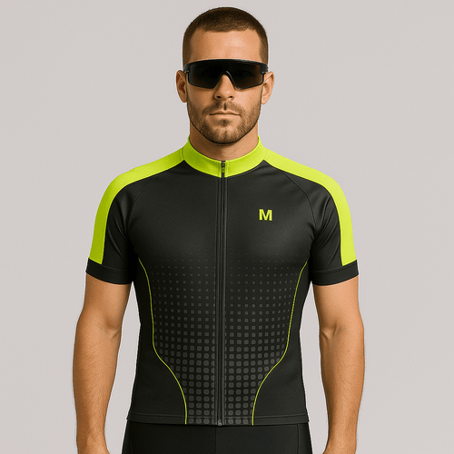 Men's Black Green Cycling Jersey