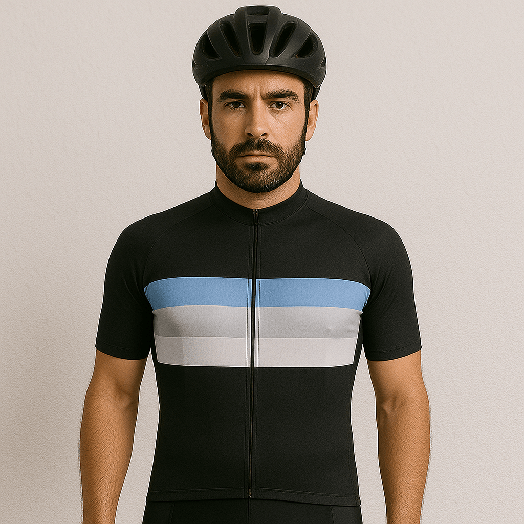 Men's Black White Cycling Jersey