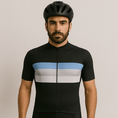 Men's Black White Cycling Jersey