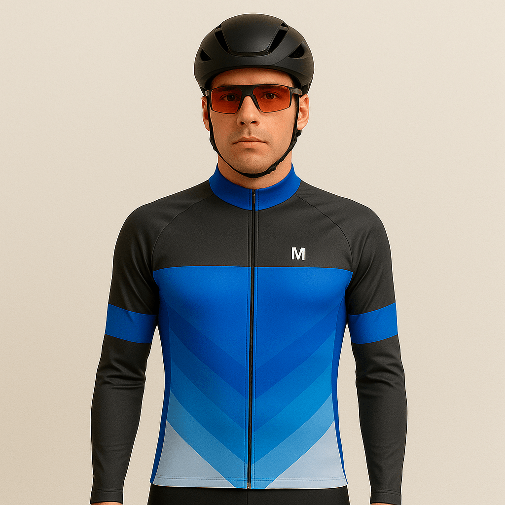 Men's Blue Arrows Long Sleeve Cycling Jersey