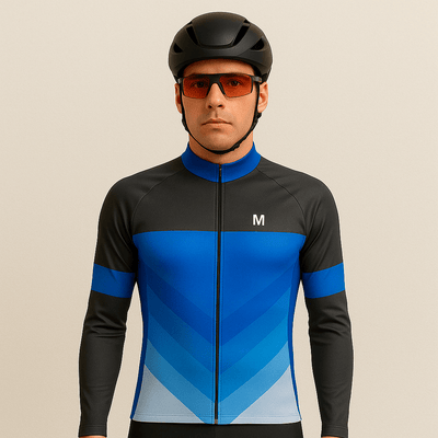 Men's Blue Arrows Long Sleeve Cycling Jersey