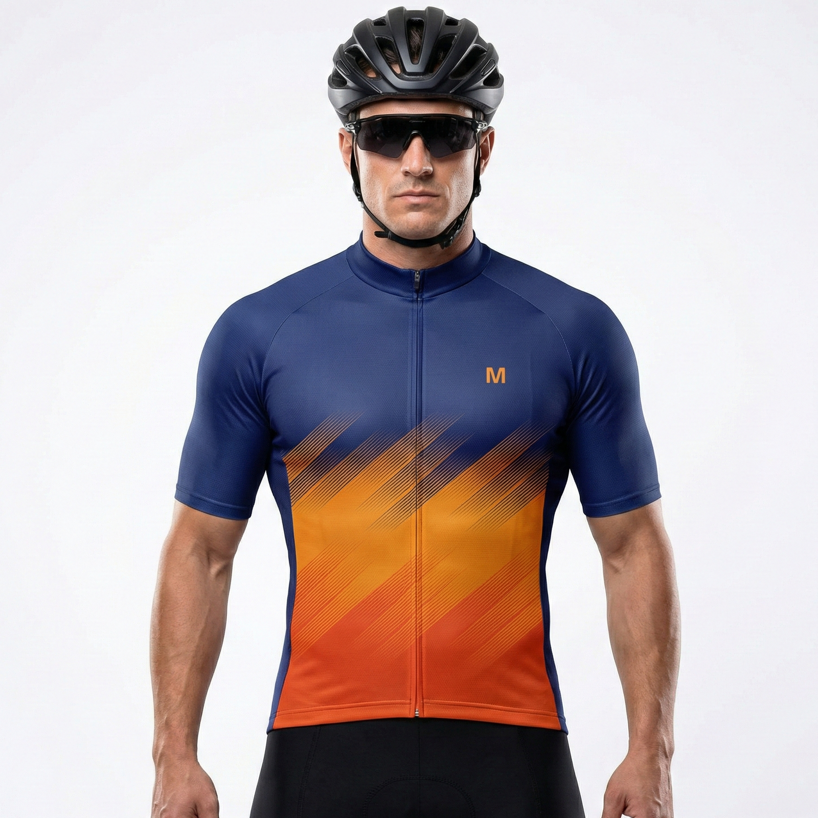 Men's Blue Orange Cycling Jersey