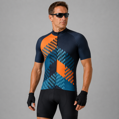 Men's Blue Orange Cycling Jersey1