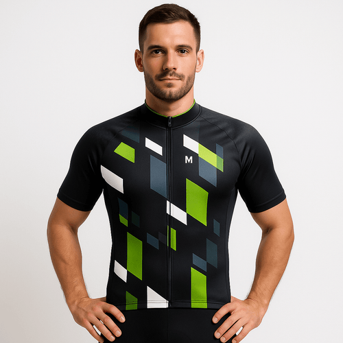 Men's Green Geo Cycling Jersey