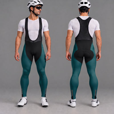 Men’s Padded Cycling Bib Pants Tights - Deep Teal