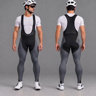 Men’s Padded Cycling Bib Pants Tights - Grey