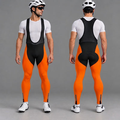 Men’s Padded Cycling Bib Pants Tights - Orange