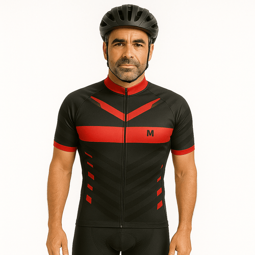 Men's Red Black Cycling Jersey