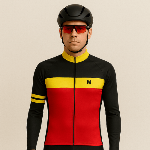 Men's Red Black Long Sleeve Cycling Jersey