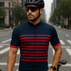 Men's Red Classic Stripes Cycling Jersey