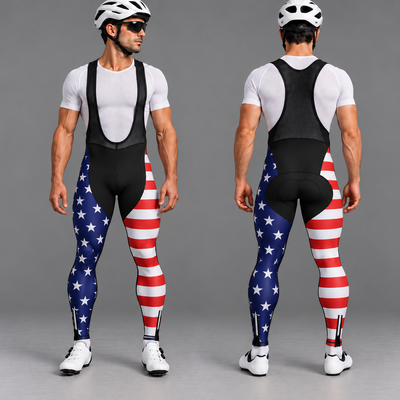 Men’s USA Flag Padded Cycling Bib Pants Tights 
