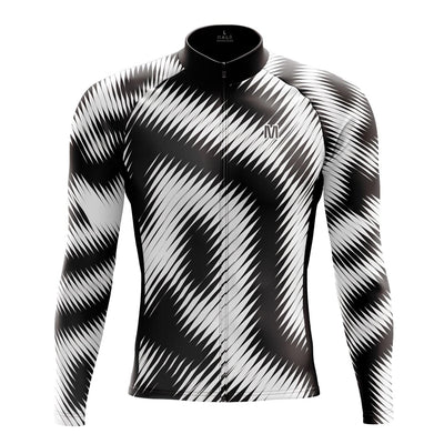 Men's White Black Thermal Fleece Cycling Jacket