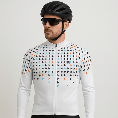 Men's White Long Sleeve Cycling Jersey