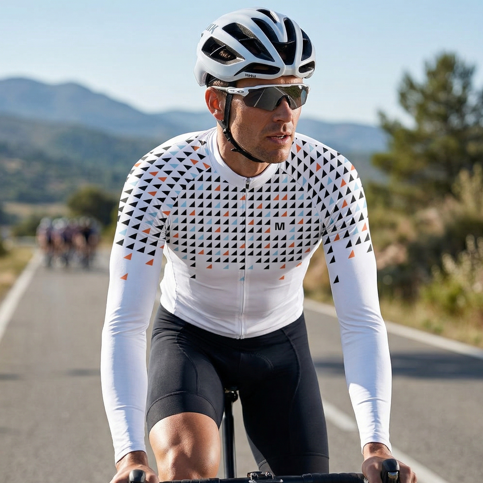 Men's White Long Sleeve Cycling Jersey