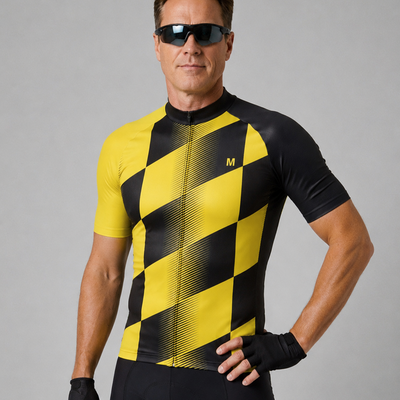 Men's Yellow Black Cycling Jersey
