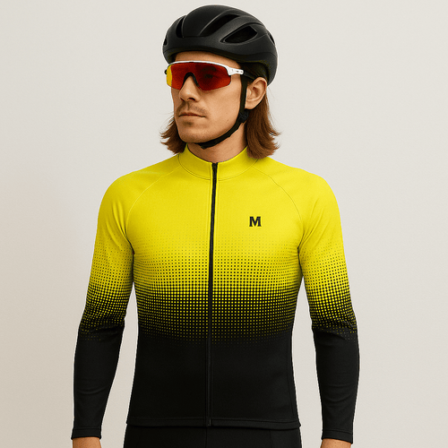 Men's Yellow Gradient Long Sleeve Cycling Jersey