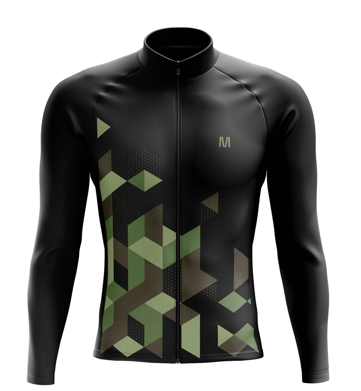 Men's Black Geo Thermal Fleece Cycling Jacket