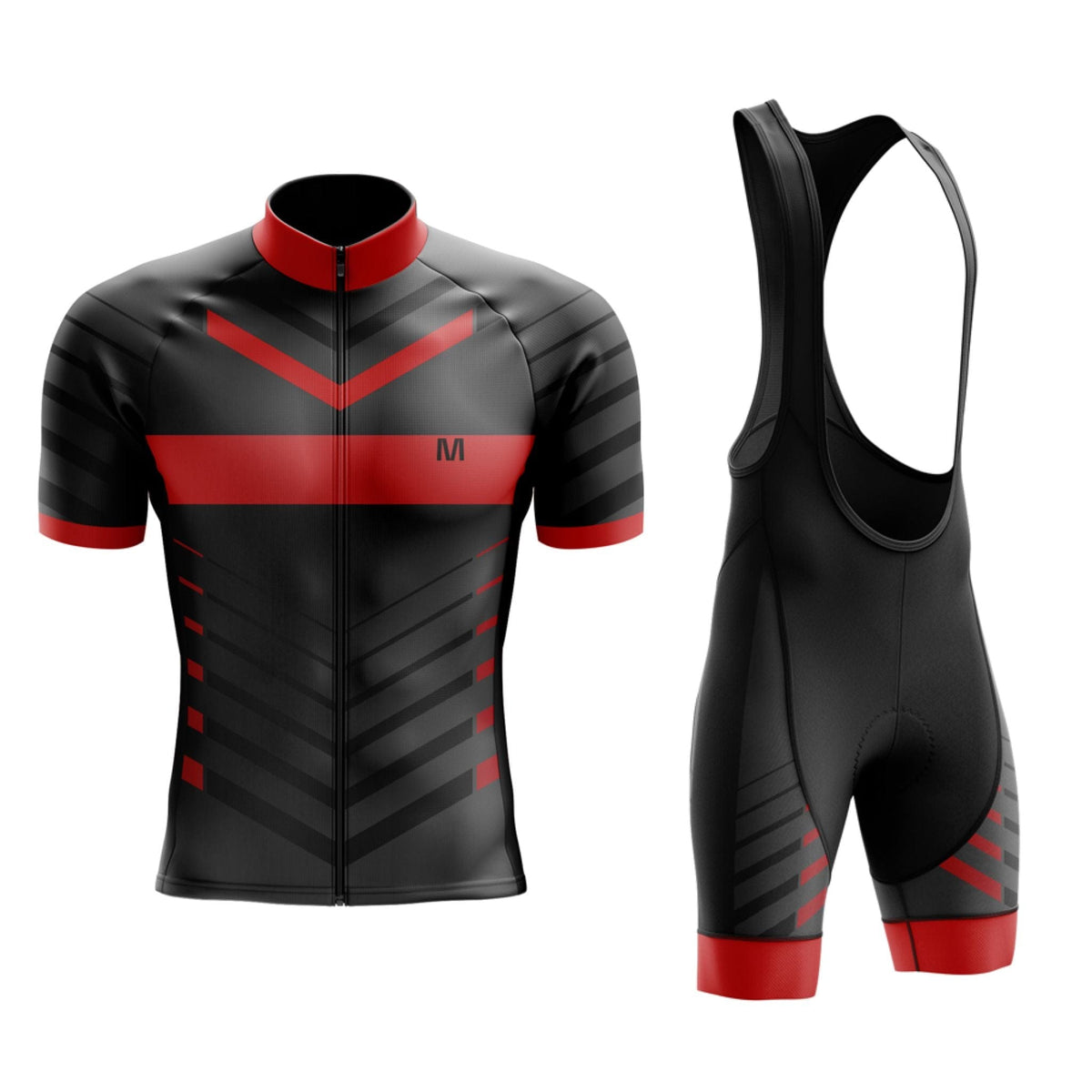 Men's Black Red Cycling Jersey or Bib Shorts