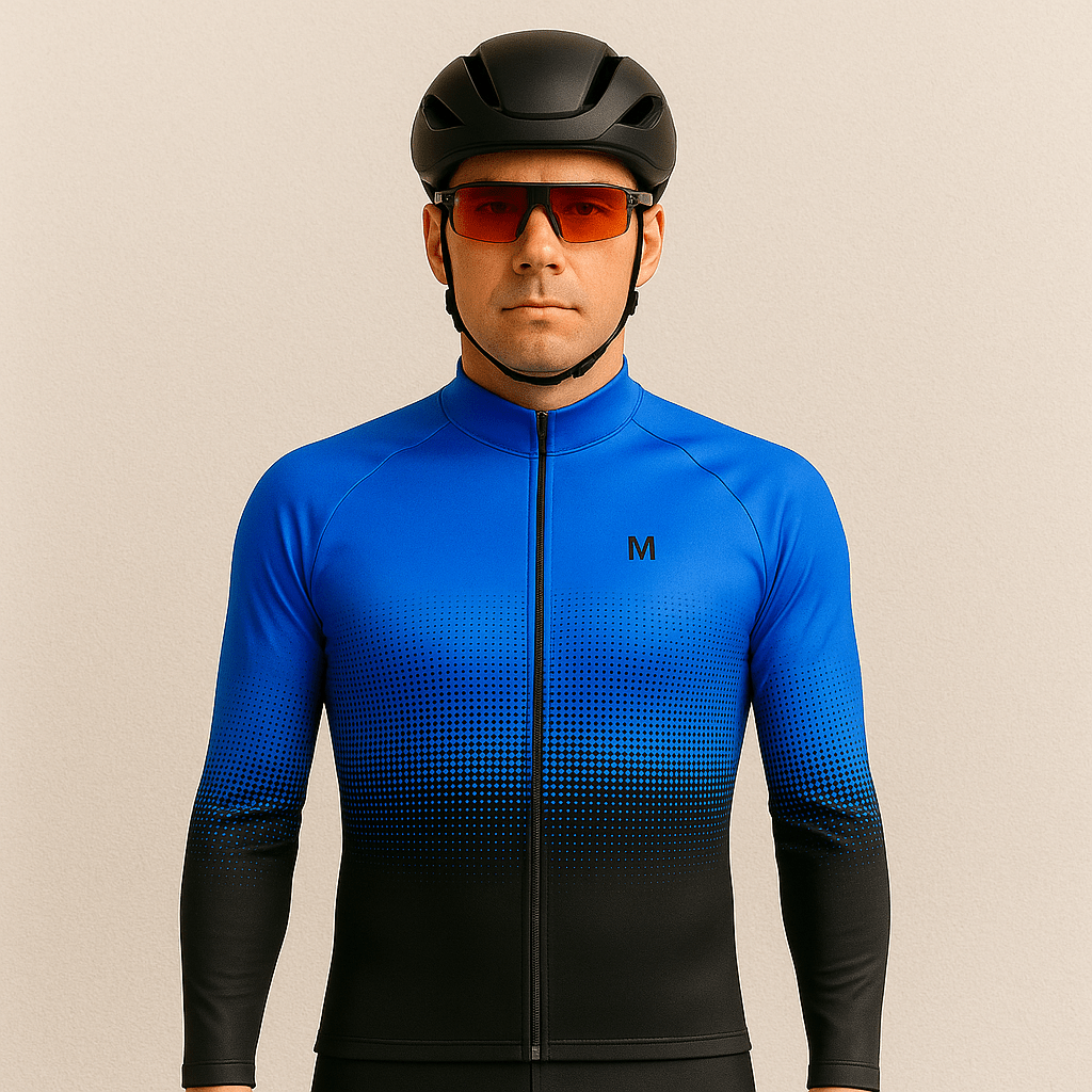 Men's Blue Gradient Thermal Fleece Cycling Jacket